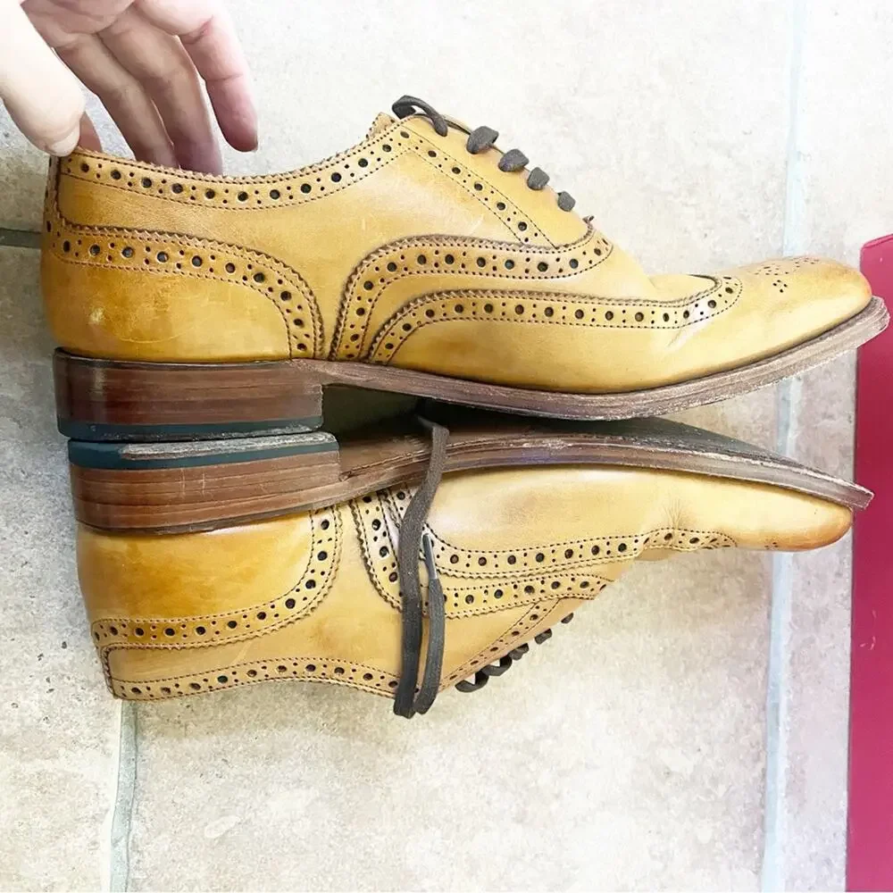 GRENSON Archie Triple Welt Men’s Dress Shoe in Cognac Size